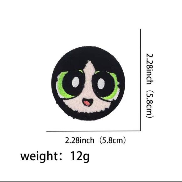 3/$33 Power Puff Girls Character Buttercup Fuzzy Texture Embroidered Button Pin - Picture 5 of 5